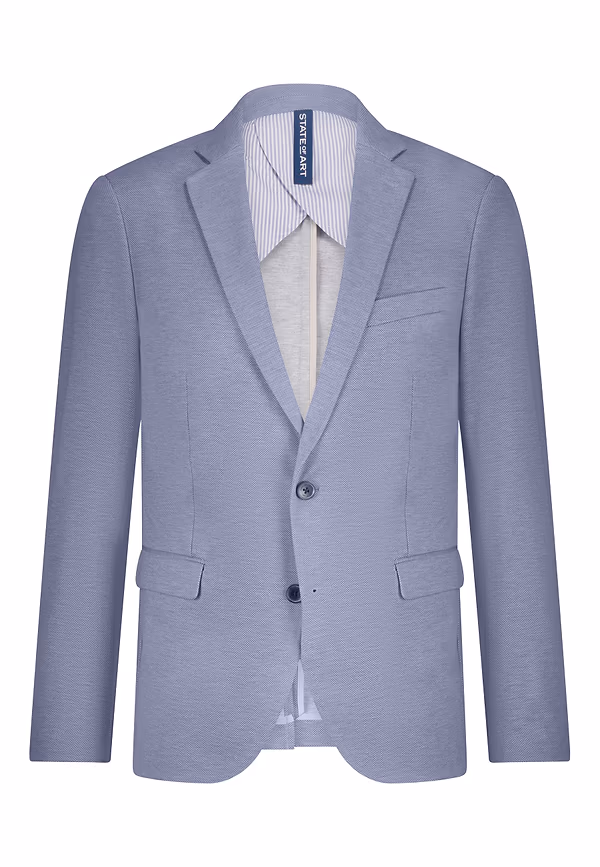 State Of Art Gemêleerde Blazer Van Gebreide Stof Middenblauw/wit