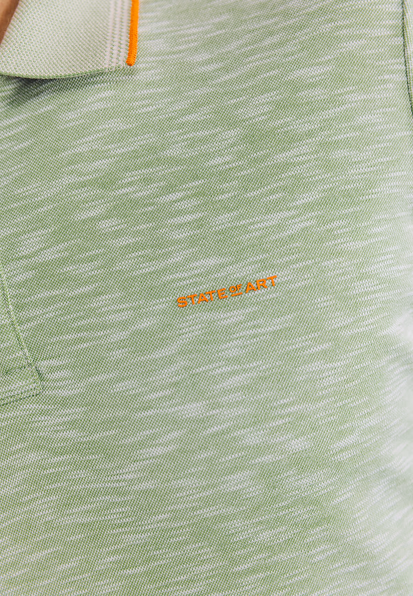 State Of Art Gemêleerde Polo Met Streepdetails Bladgroen Uni