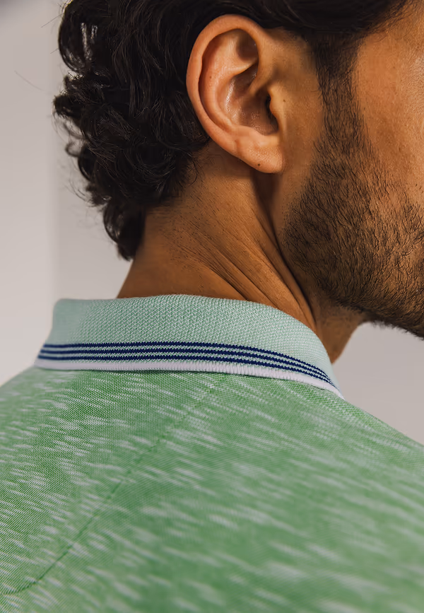 State Of Art Gemêleerde Polo Met Streepdetails Jade Uni