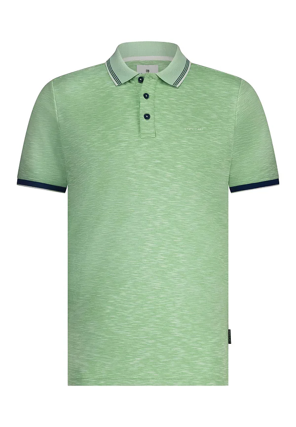 State Of Art Gemêleerde Polo Met Streepdetails Jade Uni