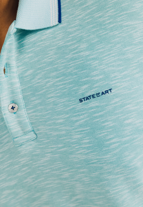 State Of Art Gemêleerde Polo Met Streepdetails Mintblauw Uni