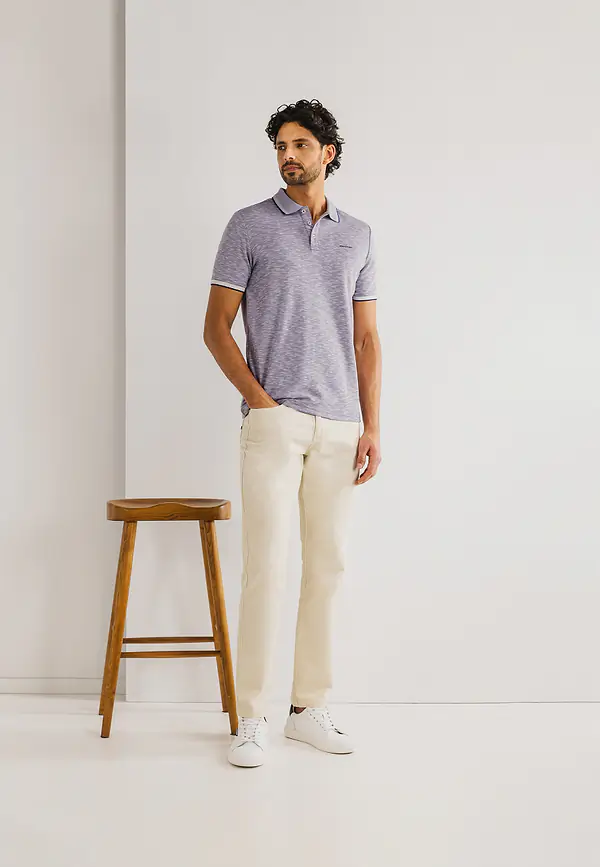 State Of Art Gemêleerde Polo Met Streepdetails Violet Uni