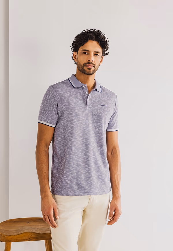 state of art Gemêleerde polo met streepdetails violet uni