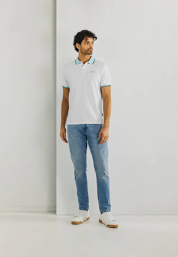 State Of Art Gemêleerde Polo Met Streepdetails Wit Uni