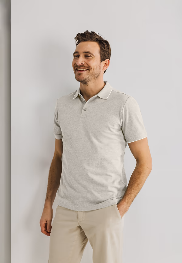 state of art Gemerceriseerde Oxford-Piqué polo kit/warm grijs