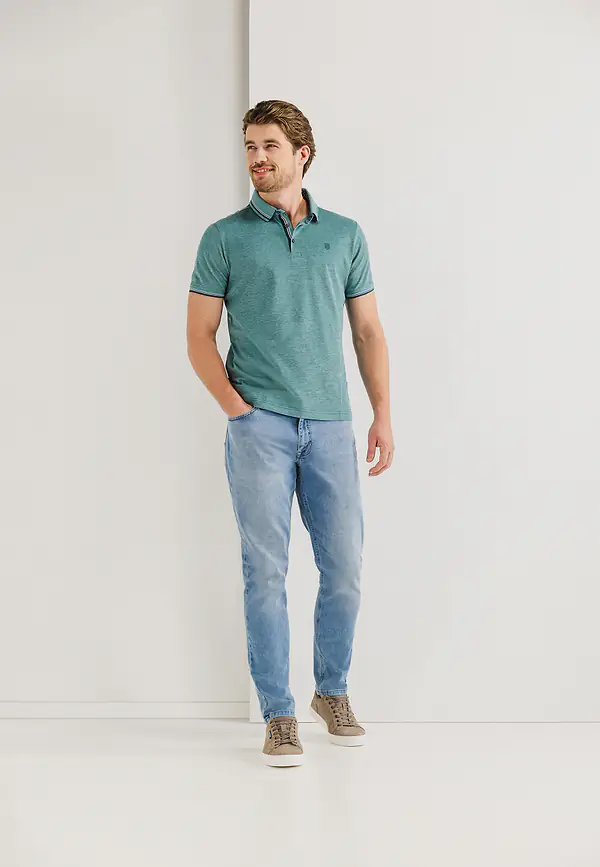 State Of Art Gemerceriseerde Oxford Polo Mintblauw/petrol