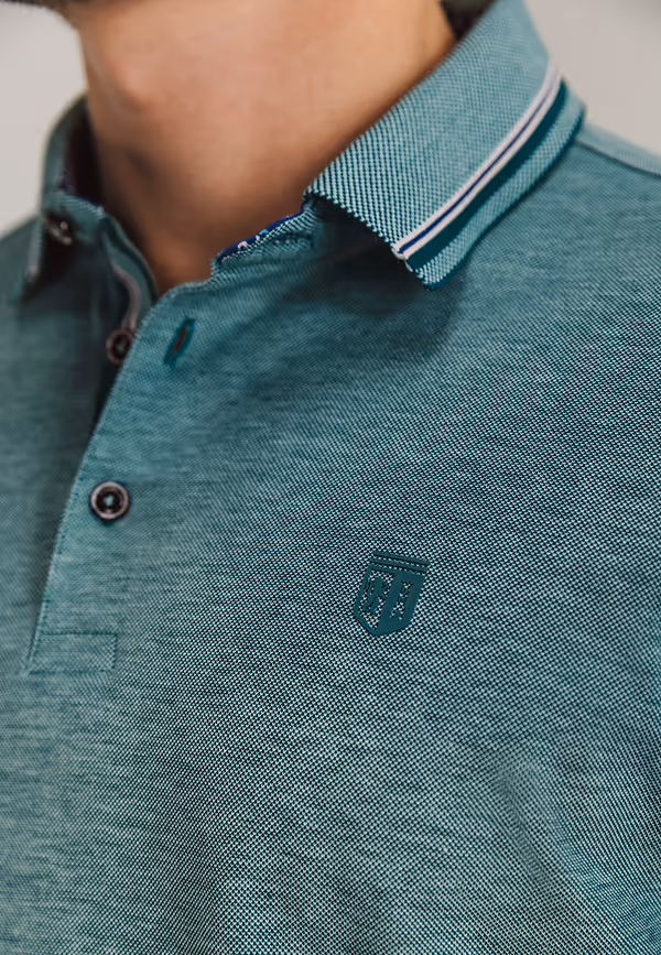 State Of Art Gemerceriseerde Oxford Polo Mintblauw/petrol