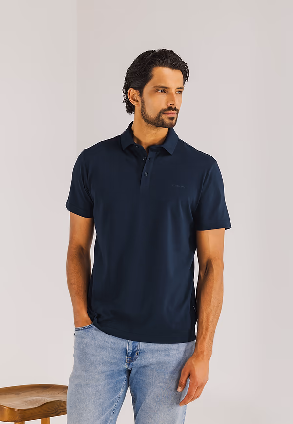 state of art Gemerceriseerde piqué polo donkerblauw uni