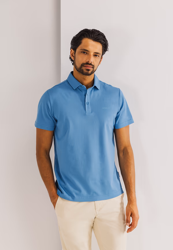 state of art Gemerceriseerde piqué polo grijsblauw uni