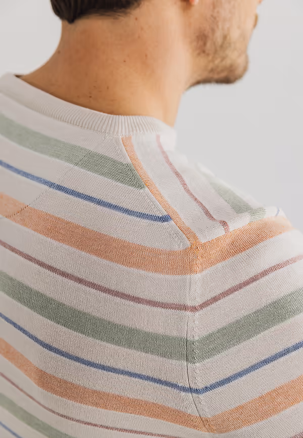 State Of Art Gestreepte Trui Met Ronde Hals Kit/bladgroen