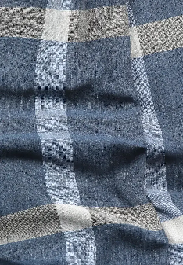 State Of Art Geweven Sjaal Met Ruitdessin Donkerblauw/warm Grijs