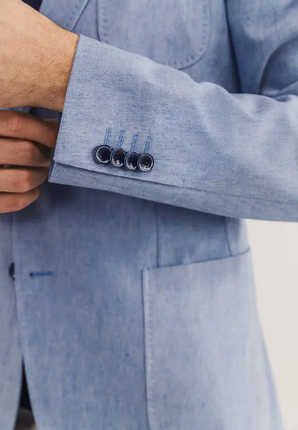 State Of Art Halfgevoerde Blazer Met Stretch Grijsblauw Uni