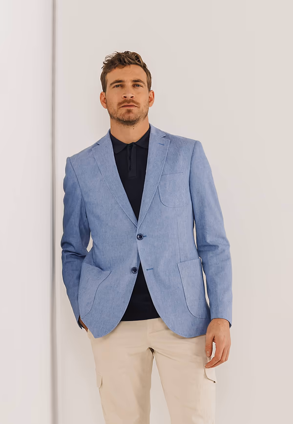 state of art Halfgevoerde blazer met stretch grijsblauw uni