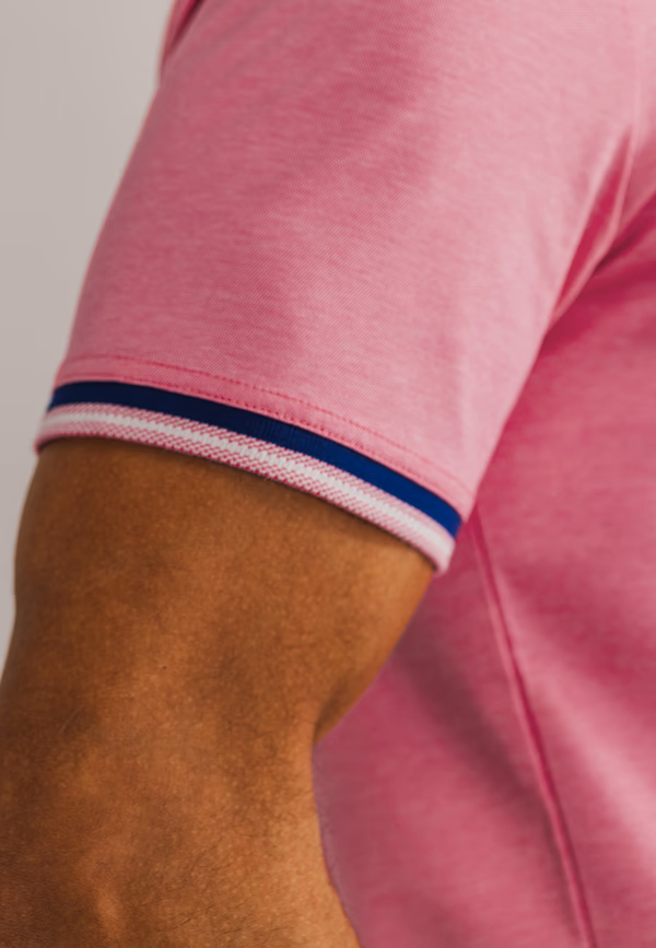 State Of Art Jersey-Oxford Polo Van Gemerceriseerd Katoen Flamingo/greige