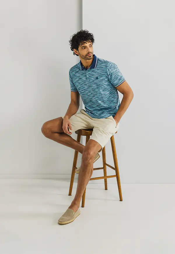 State Of Art Jersey Polo Van Gemerceriseerd Katoen Kobalt/mintblauw