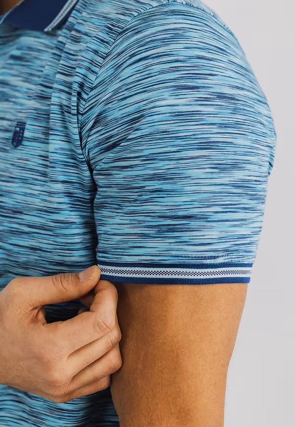 State Of Art Jersey Polo Van Gemerceriseerd Katoen Kobalt/mintblauw