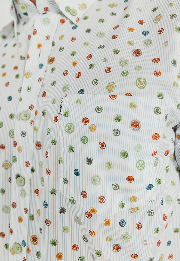 State Of Art Korte Mouw Overhemd Met Borstzak Wit/bladgroen