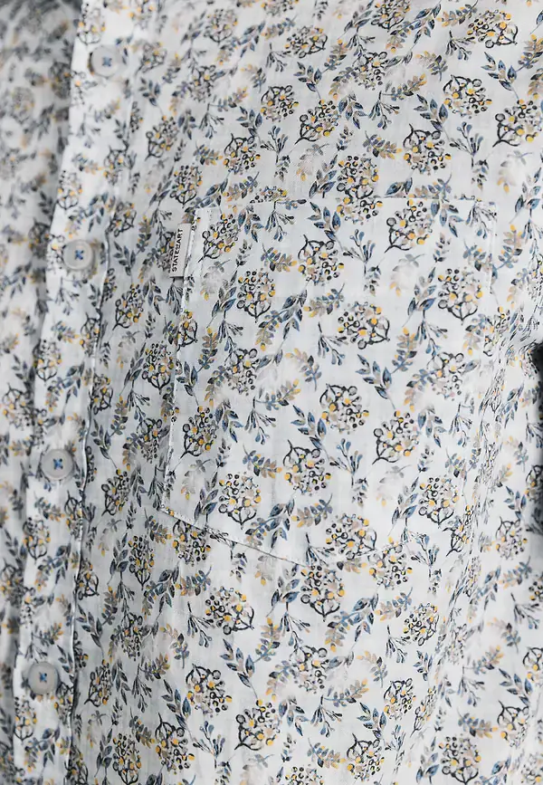 State Of Art Korte Mouw Overhemd Met Borstzak Wit/grijsblauw