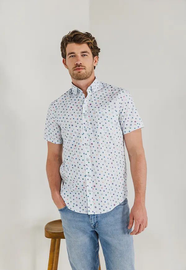 state of art Korte mouw overhemd met borstzak wit/jade