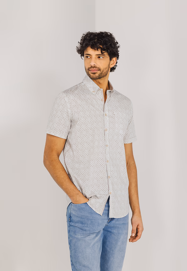 state of art Korte mouw overhemd met print wit/beige