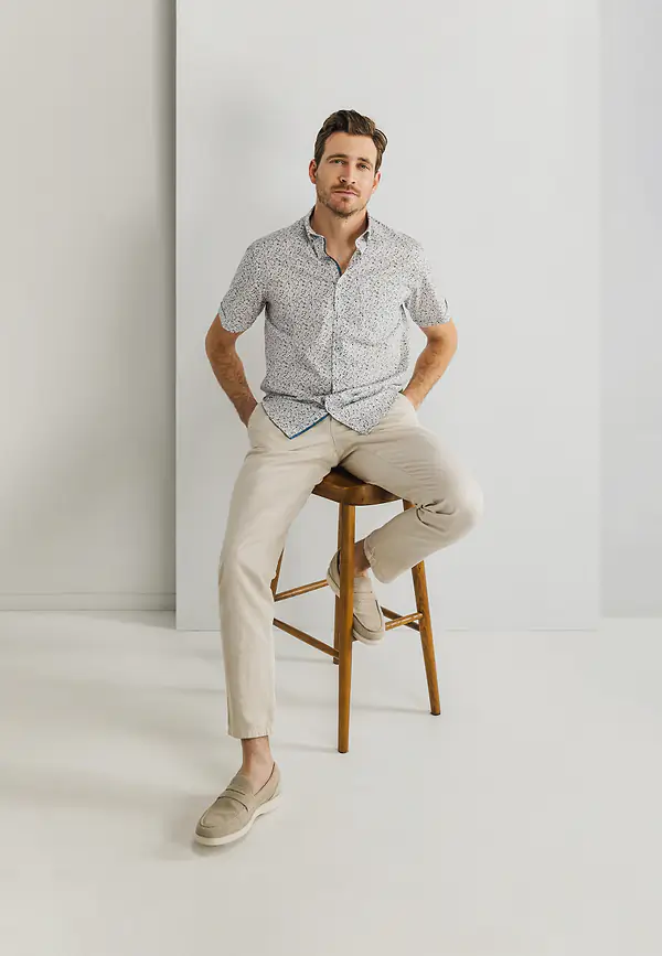 State Of Art Korte Mouw Overhemd Met Print Wit/bladgroen