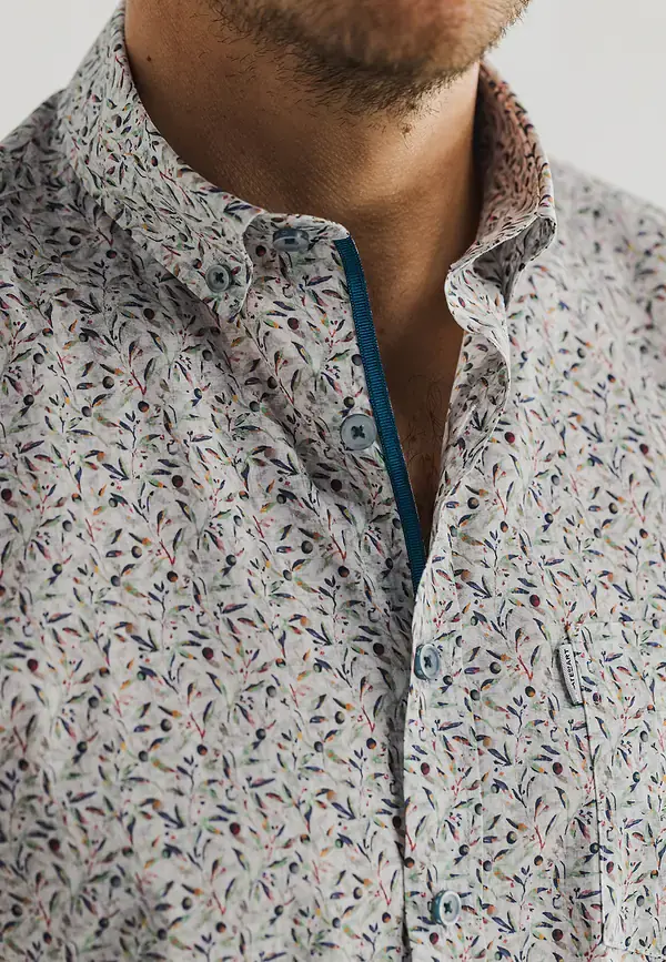 State Of Art Korte Mouw Overhemd Met Print Wit/bladgroen