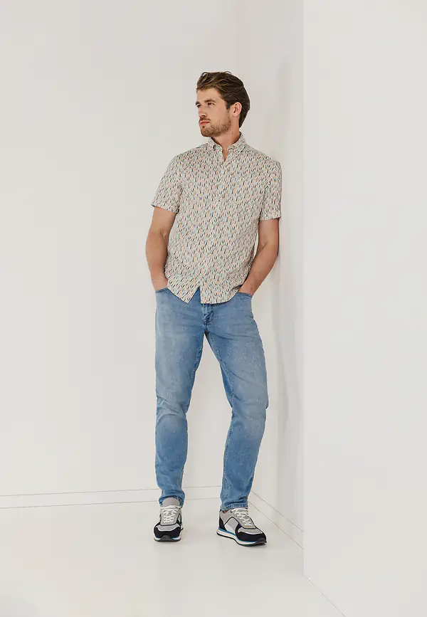 State Of Art Korte Mouw Overhemd Met Print Wit/lime