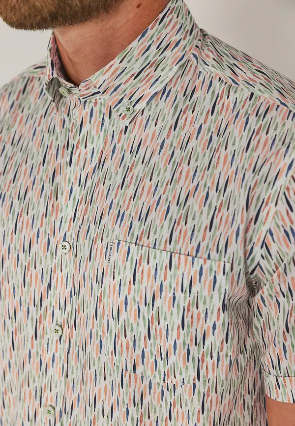 State Of Art Korte Mouw Overhemd Met Print Wit/lime