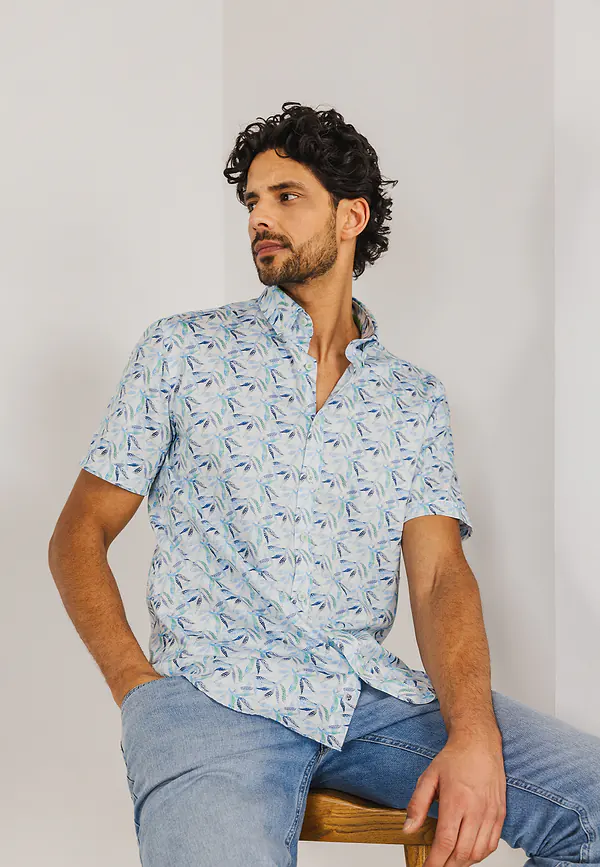 state of art Korte mouw overhemd met print wit/middenblauw