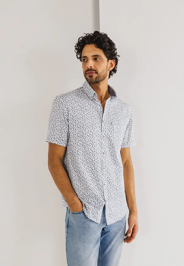 state of art Korte mouw overhemd met print wit/mintblauw