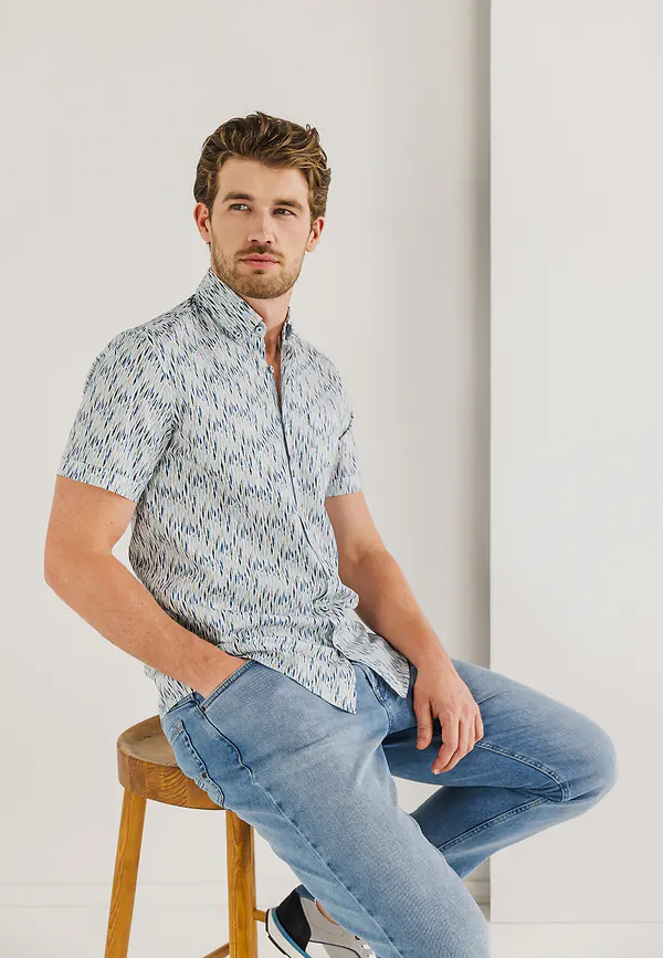 state of art Korte mouw overhemd met print wit/mintblauw