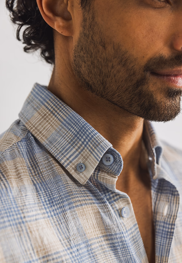 State Of Art Korte Mouw Overhemd Met Ruitdessin Wit/beige