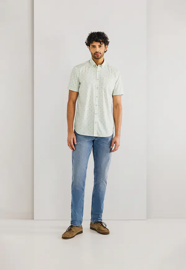 State Of Art Korte Mouw Overhemd Met Streepdessin Wit/bladgroen