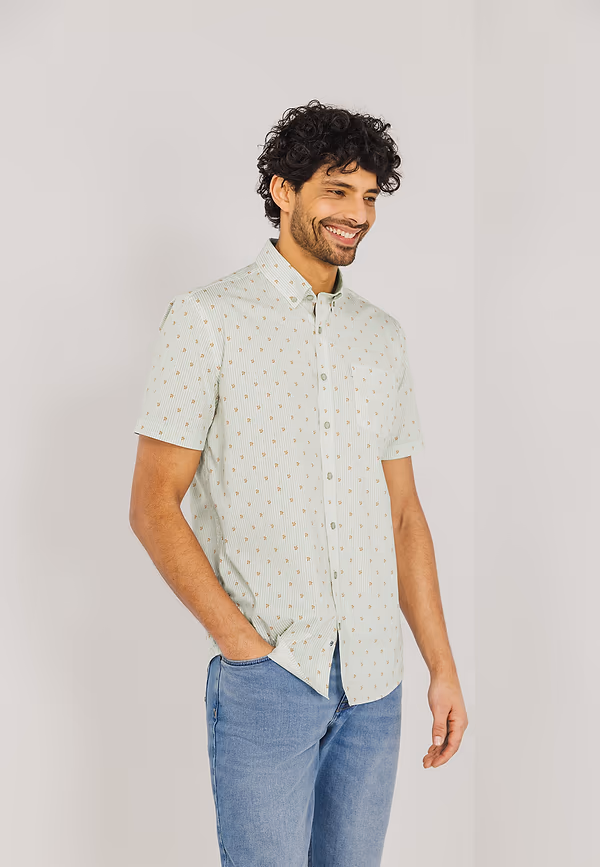 state of art Korte mouw overhemd met streepdessin wit/bladgroen