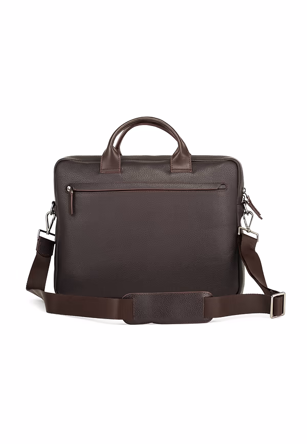 State Of Art Laptoptas Van Kalfsleer Donkerbruin Uni