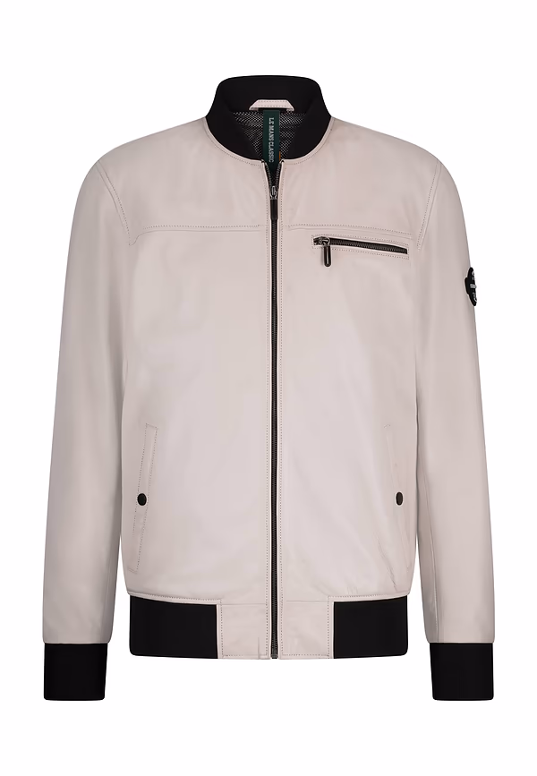 State Of Art LE MANS CLASSIC Bomberjack Van Leer Warm Grijs Uni