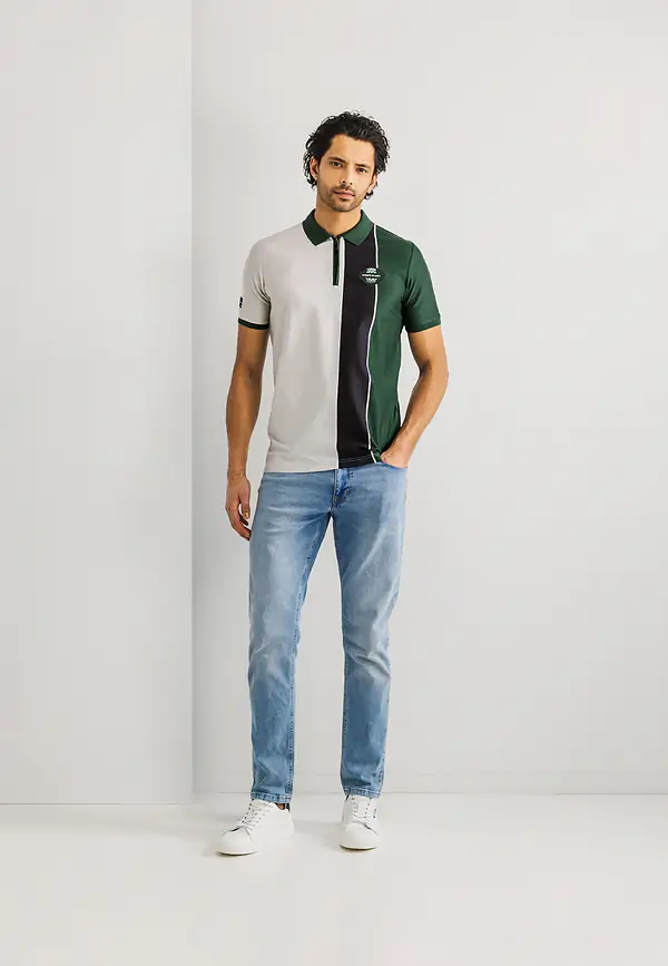 State Of Art LE MANS CLASSIC Polo Met Rits Donkergroen/warm Grijs