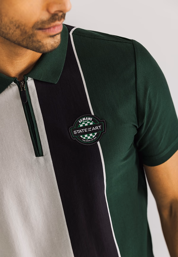 State Of Art LE MANS CLASSIC Polo Met Rits Donkergroen/warm Grijs
