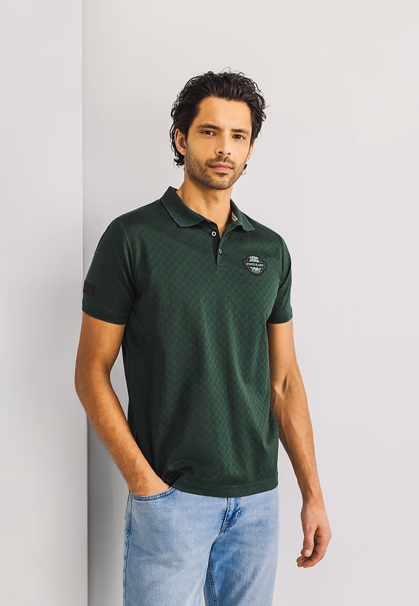 state of art LE MANS CLASSIC polo met structuur donkergroen uni