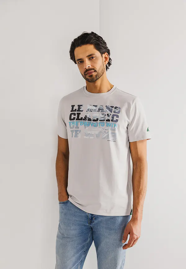 state of art LE MANS CLASSIC ronde hals T-shirt warm grijs uni
