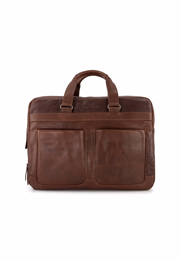state of art Messenger bag van buffelleer donkerbruin uni