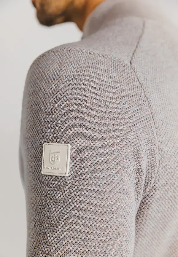 State Of Art Mouliné Trui Met Rijstkorrelpatroon Beige/warm Grijs