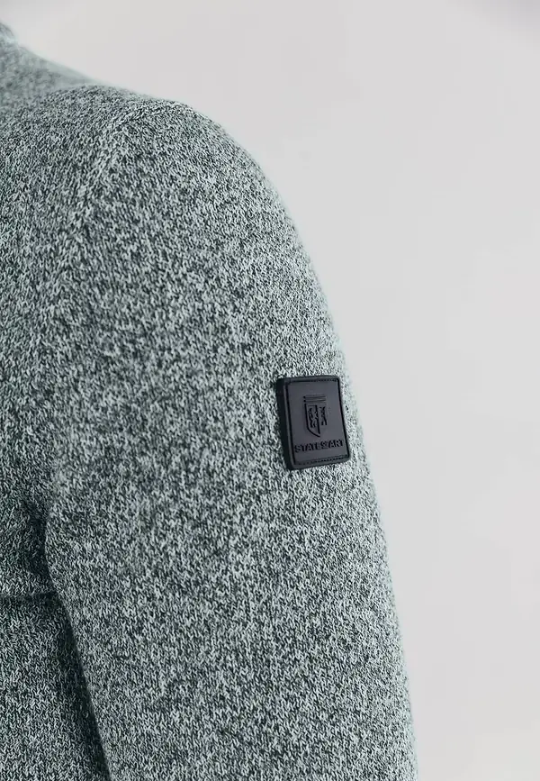 State Of Art Mouliné Trui Met Ronde Hals Petrol/wit