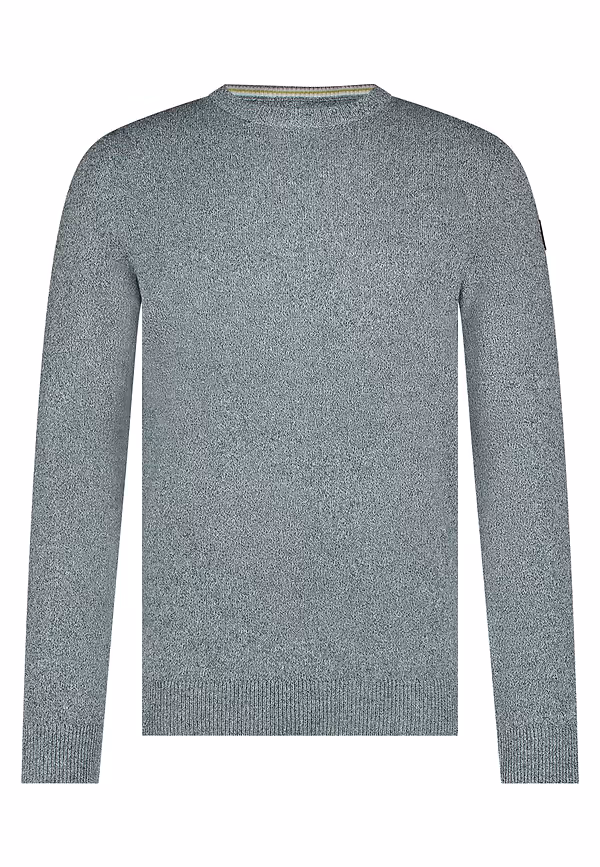 State Of Art Mouliné Trui Met Ronde Hals Petrol/wit