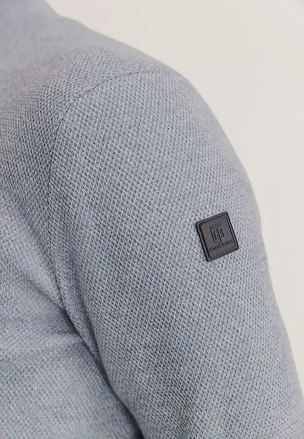 State Of Art Mouliné Vest Met Honingraatpatroon Grijsblauw/warm Grijs