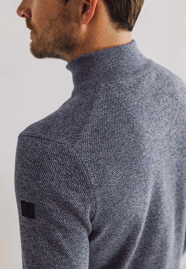 State Of Art Mouliné Vest Met Honingraatpatroon Kobalt/warm Grijs