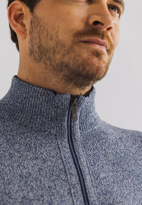 State Of Art Mouliné Vest Van Een Katoenmix Kobalt/wit