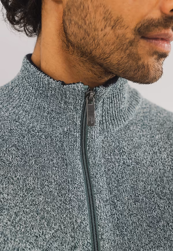 State Of Art Mouliné Vest Van Een Katoenmix Petrol/wit