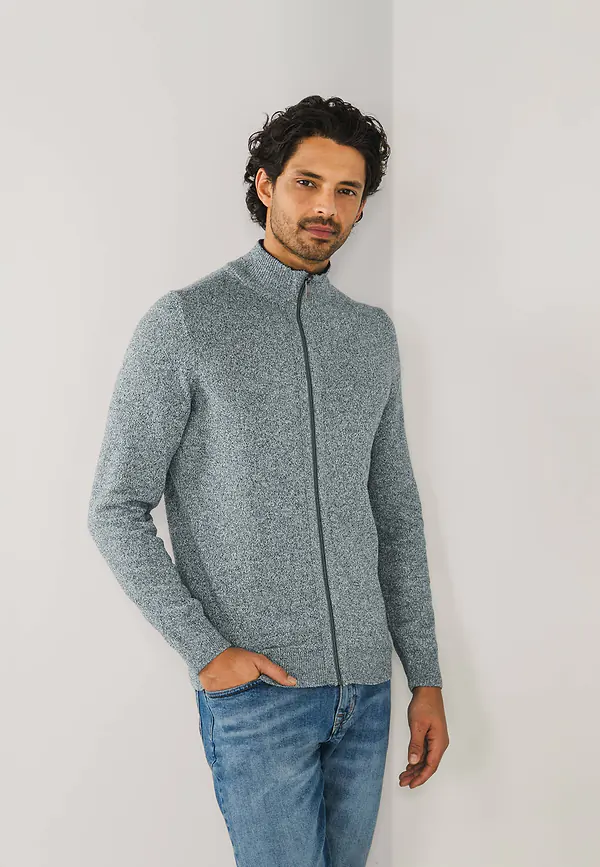 state of art Mouliné vest van een katoenmix petrol/wit