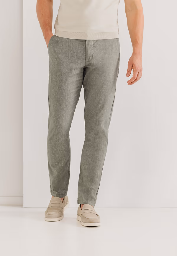 state of art NAVIGATOR stretchchino met regular fit mosgroen uni